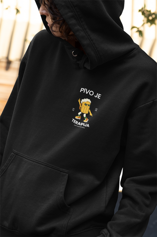 Premium Hoodie „Pivo je terapija“ – Balkan Hoodie für Bierliebhaber 🍺