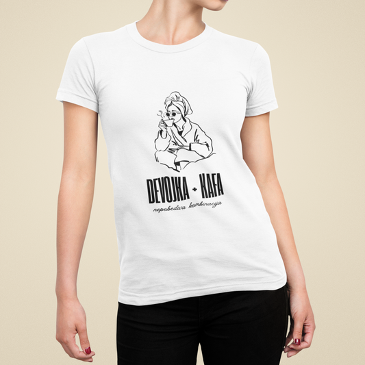 Damen T-Shirt „Devojka + Kafa“ – Cooles Balkan Shirt
